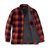 Camicia carhartt in flanella foderata in sherpa rosso ocra