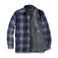 Camicia carhartt in flanella foderata in sherpa, colore navy